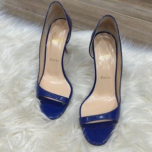 Louboutin patient blue slip on heel